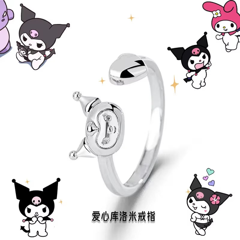 Finger Adjustable Rings Hello Kitty Ring for Women Anime Figure Melody Kuromi Kawaii Gifts for Girls Women