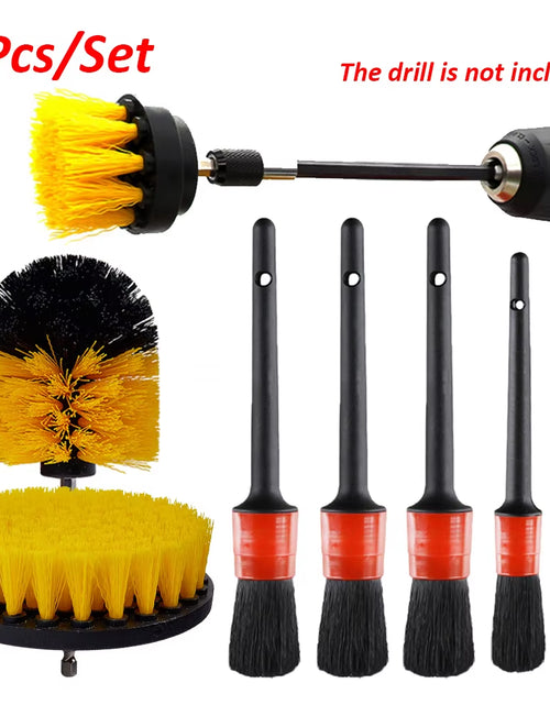 Load image into Gallery viewer, Detailing Brush Set Power Scrubber Drill Brushes Car Polish Pads Car Cleaning Brush for Car Air Vents Rim Dirt Dust Clean Tools
