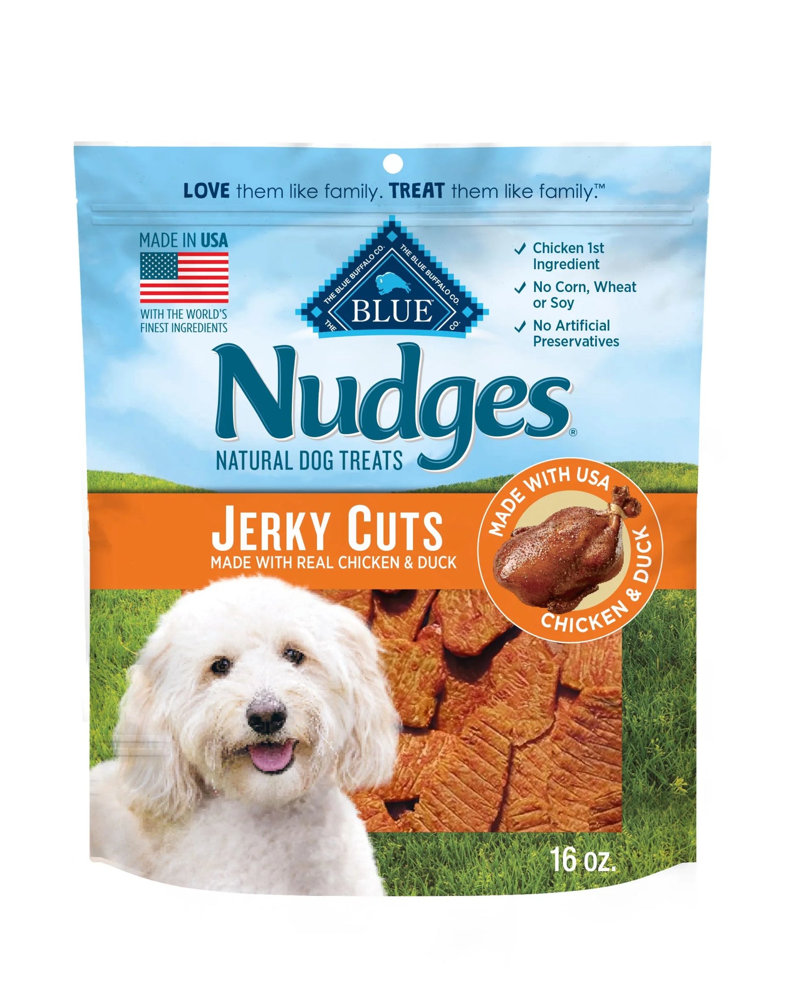 Nudges Chicken & Duck Jerky Cuts Dog Treats, 16-Oz. Bag