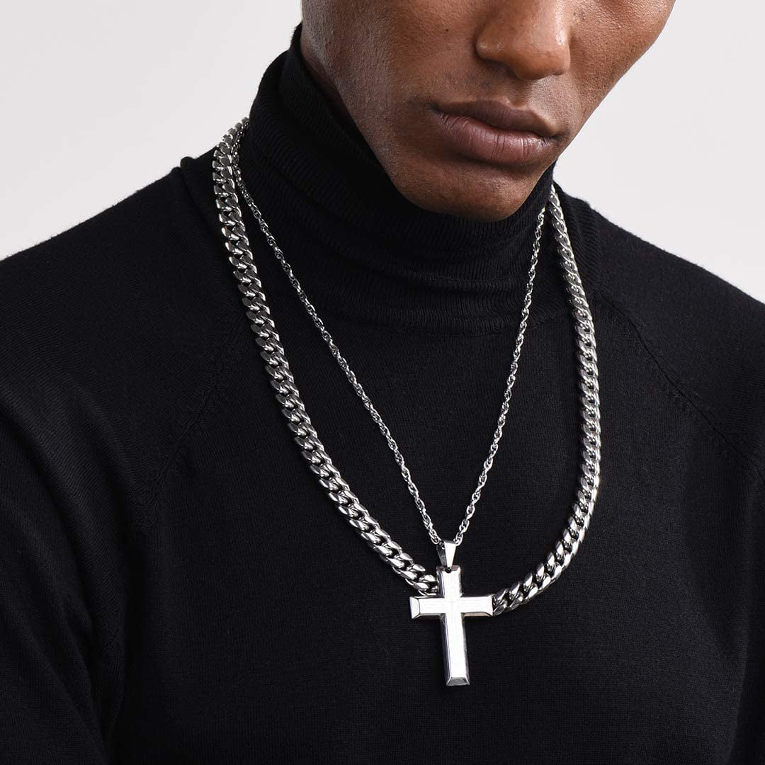 Hip Hop Men Necklaces Curb Cuban Chains 20Inch 10Mm Stainless Steel Chains Gift for Mens