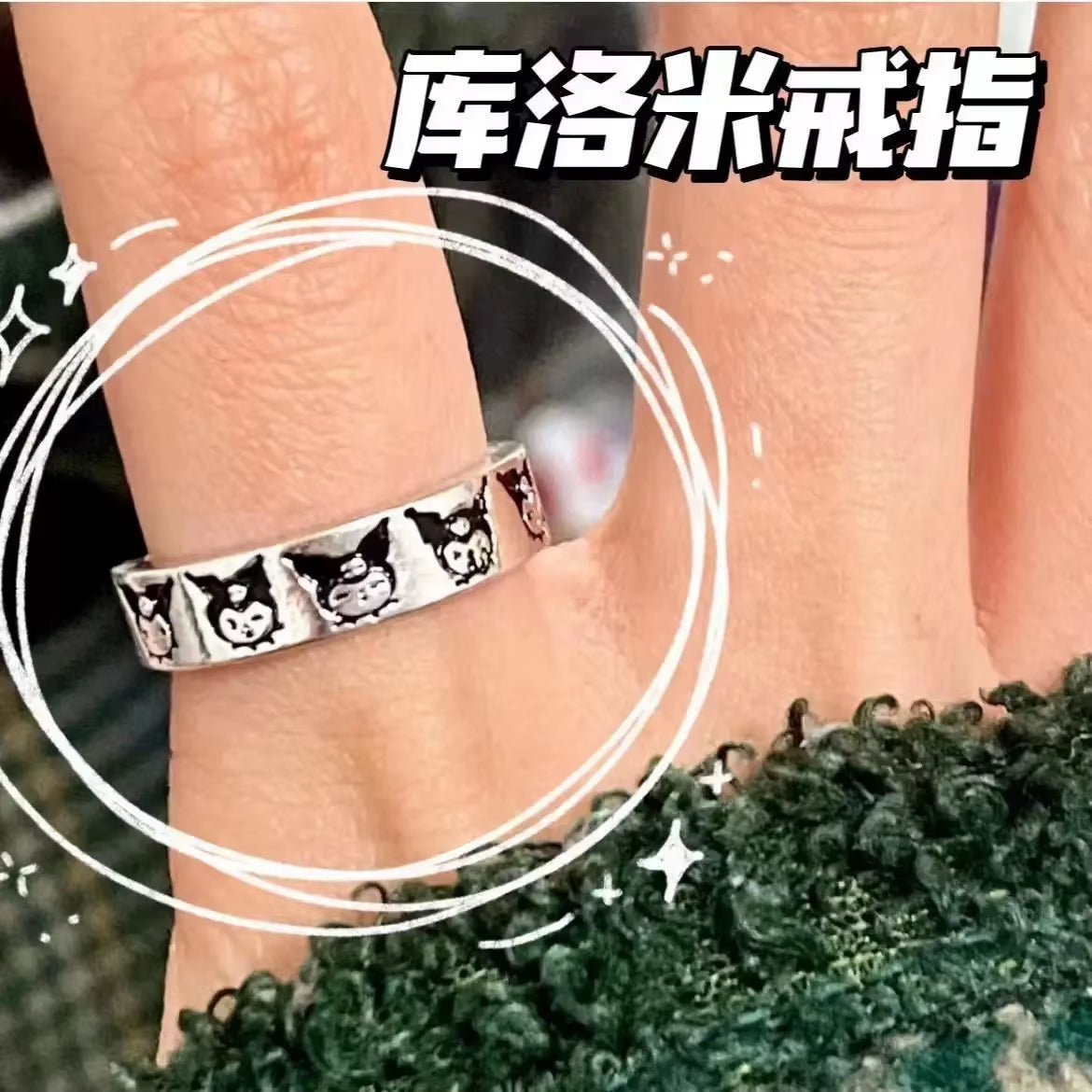 Finger Adjustable Rings Hello Kitty Ring for Women Anime Figure Melody Kuromi Kawaii Gifts for Girls Women