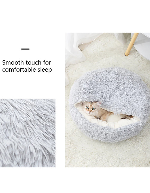 Load image into Gallery viewer, Calming Dog Beds &amp; Cat Cave Bed with Hooded Cover,Removable Washable round Beds for Small Medium Pets,Anti-Slip Faux Fur Fluffy Coved Bed for Improved Sleep,Fits up to 11 Lbs
