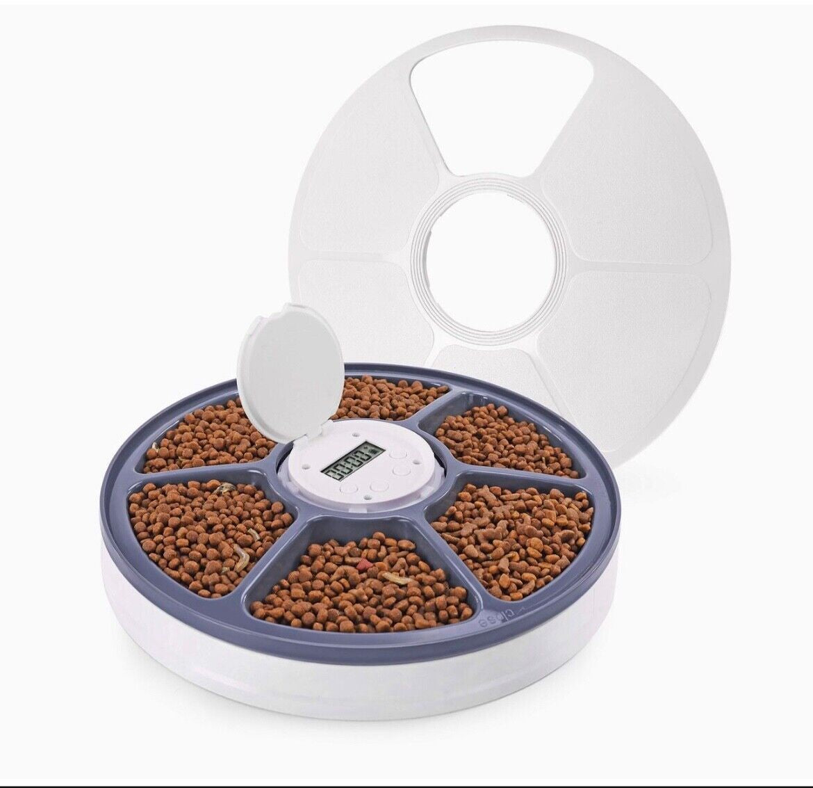 Automatic Pet Feeder for Cats and Dogs - Dry or Wet Food Dispenser - 6 Meal Tray