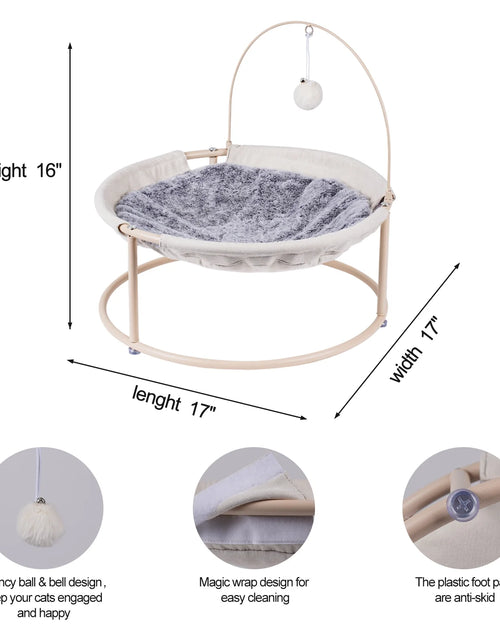 Load image into Gallery viewer, Cat Hammocks, Elevated Cat Bed with Bouncy Ball &amp; Bell, for Cats and Small Dogs, Off-White
