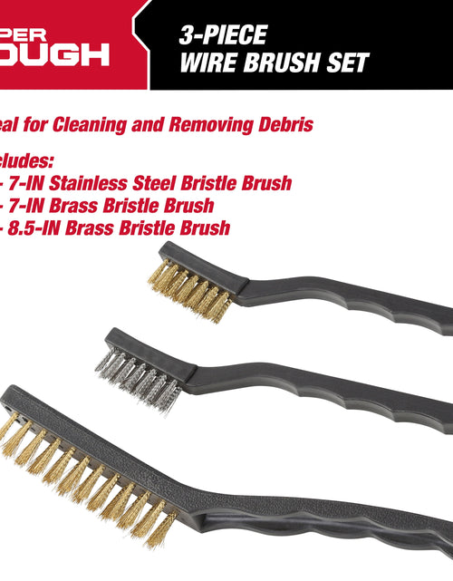 Load image into Gallery viewer, 3-Piece Wire Brush Set for Utility Cleaning, Brass and Stainless Steel Brushes
