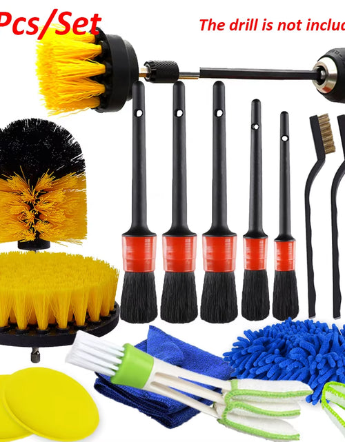 Load image into Gallery viewer, Detailing Brush Set Power Scrubber Drill Brushes Car Polish Pads Car Cleaning Brush for Car Air Vents Rim Dirt Dust Clean Tools
