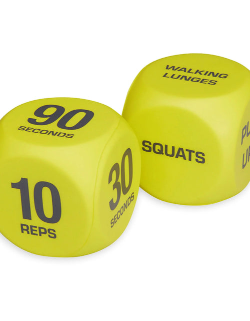 Load image into Gallery viewer, Exercise Workout Dice, 6-Sided, Foam, 2 Pack, Yellow, Adult, Ages 18+
