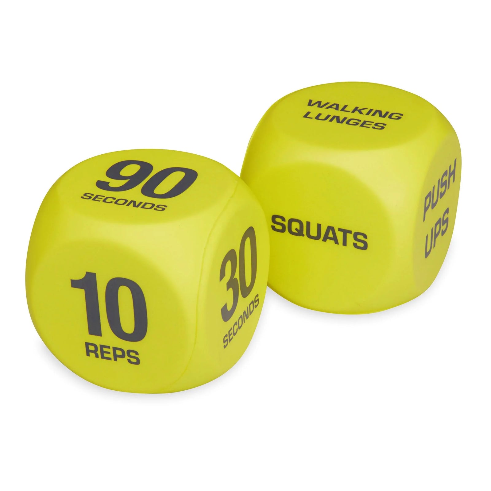 Exercise Workout Dice, 6-Sided, Foam, 2 Pack, Yellow, Adult, Ages 18+