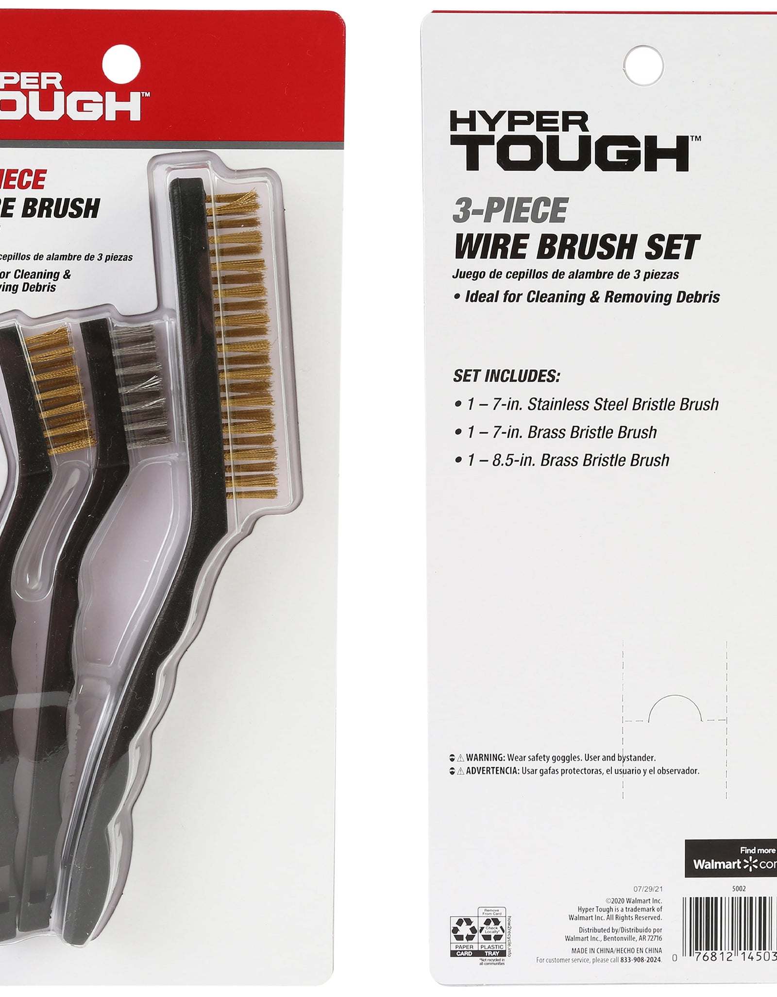 3-Piece Wire Brush Set for Utility Cleaning, Brass and Stainless Steel Brushes