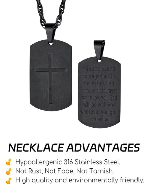 Load image into Gallery viewer, Men&#39;S Gold Cross Necklace Stainless Steel Dog Tag Necklace Boys Christian Serenity Prayer Necklace Inspirational Jewelry Gift
