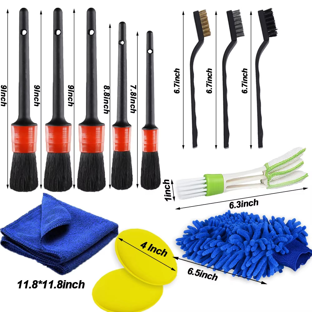 Detailing Brush Set Power Scrubber Drill Brushes Car Polish Pads Car Cleaning Brush for Car Air Vents Rim Dirt Dust Clean Tools