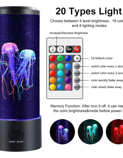 Load image into Gallery viewer, Jellyfish Lamp Color Changing Remote Control Aquarium Tank LED Night Light Birthday Gift USB Charging Relaxing Mood
