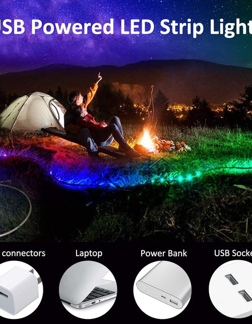 Load image into Gallery viewer, LED Strip Lights USB Powered  Rainbow Color LED Lights Strip LED TV Backlight Strip with RF Remote Color Changing Strip Lights Waterproof IP65 LED Rope Lights LED Lights 2M 6.54FT
