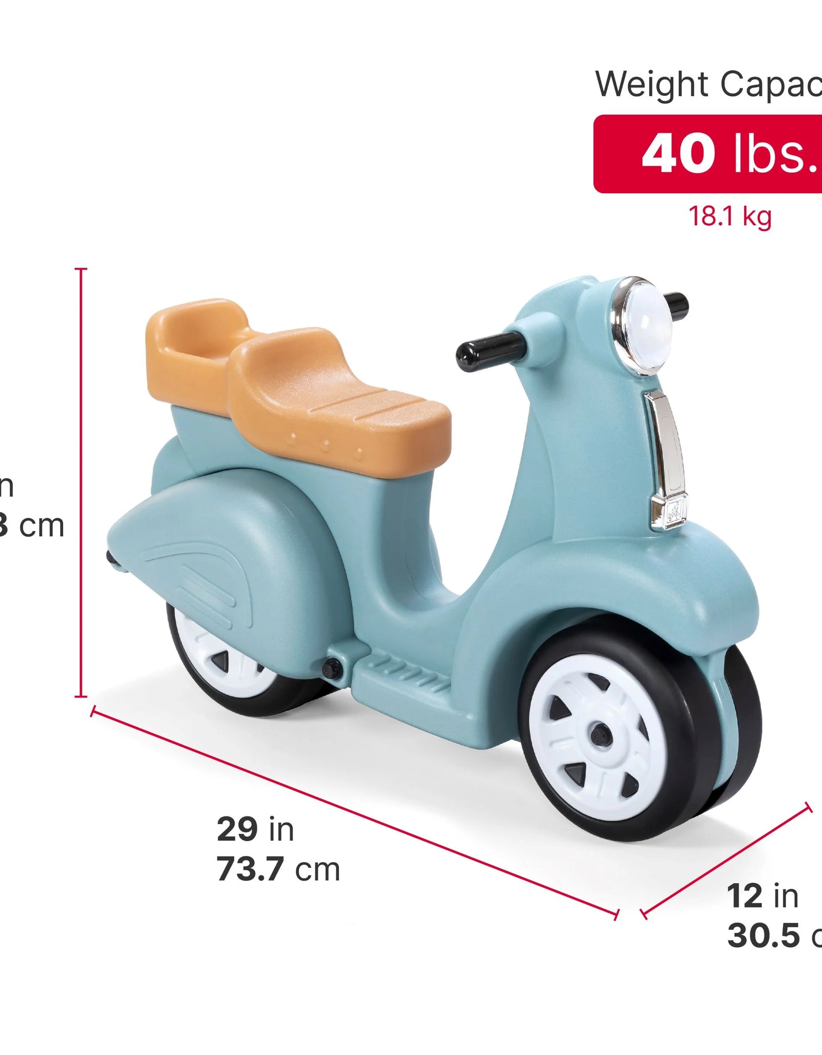 Ride along Scooter Aqua Ride on Toy with Vintage-Style Design, Foot-To-Floor Toddler Scooter with Four Wheels for Extra Stability