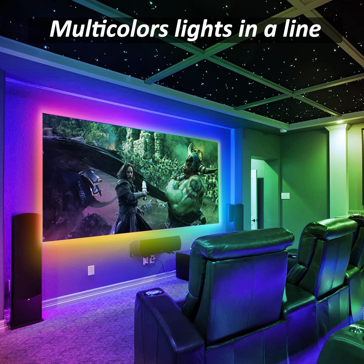 LED Strip Lights USB Powered  Rainbow Color LED Lights Strip LED TV Backlight Strip with RF Remote Color Changing Strip Lights Waterproof IP65 LED Rope Lights LED Lights 2M 6.54FT