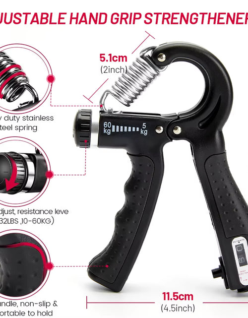 Load image into Gallery viewer, 5-60Kg Adjustable Heavy Hand Gripper Fitness Hand Exerciser Grip Wrist Training Finger Gripper Hand Strengthener for Patient
