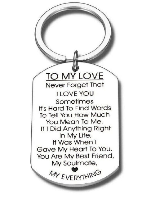 Load image into Gallery viewer, To My Love Keychain Gift for Husband Wife Anniversary Valentines Day Lover Gifts
