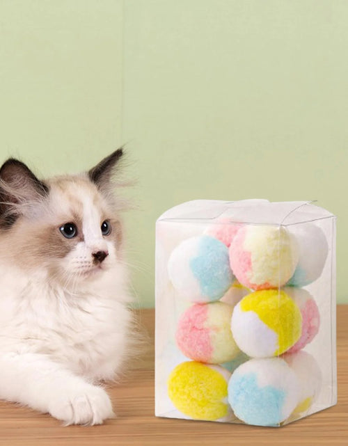 Load image into Gallery viewer, 12Pcs Colorful Interactive Cat Toys Pompom Balls KICKER Toys Rolling Ball Cat Soft Toy Balls for Play Kitty Small Medium Pets Exercise Puppy
