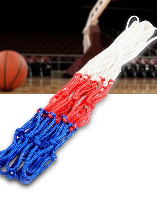 Load image into Gallery viewer, Basketball Net All-Weather Basketball Net Red+White+Blue Tri-Color Basketball Hoop Net Powered Basketball Hoop Basket Rim Net
