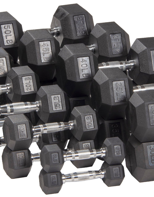 Load image into Gallery viewer, Rubber Encased Hex Dumbbell, Black, 10 Lb
