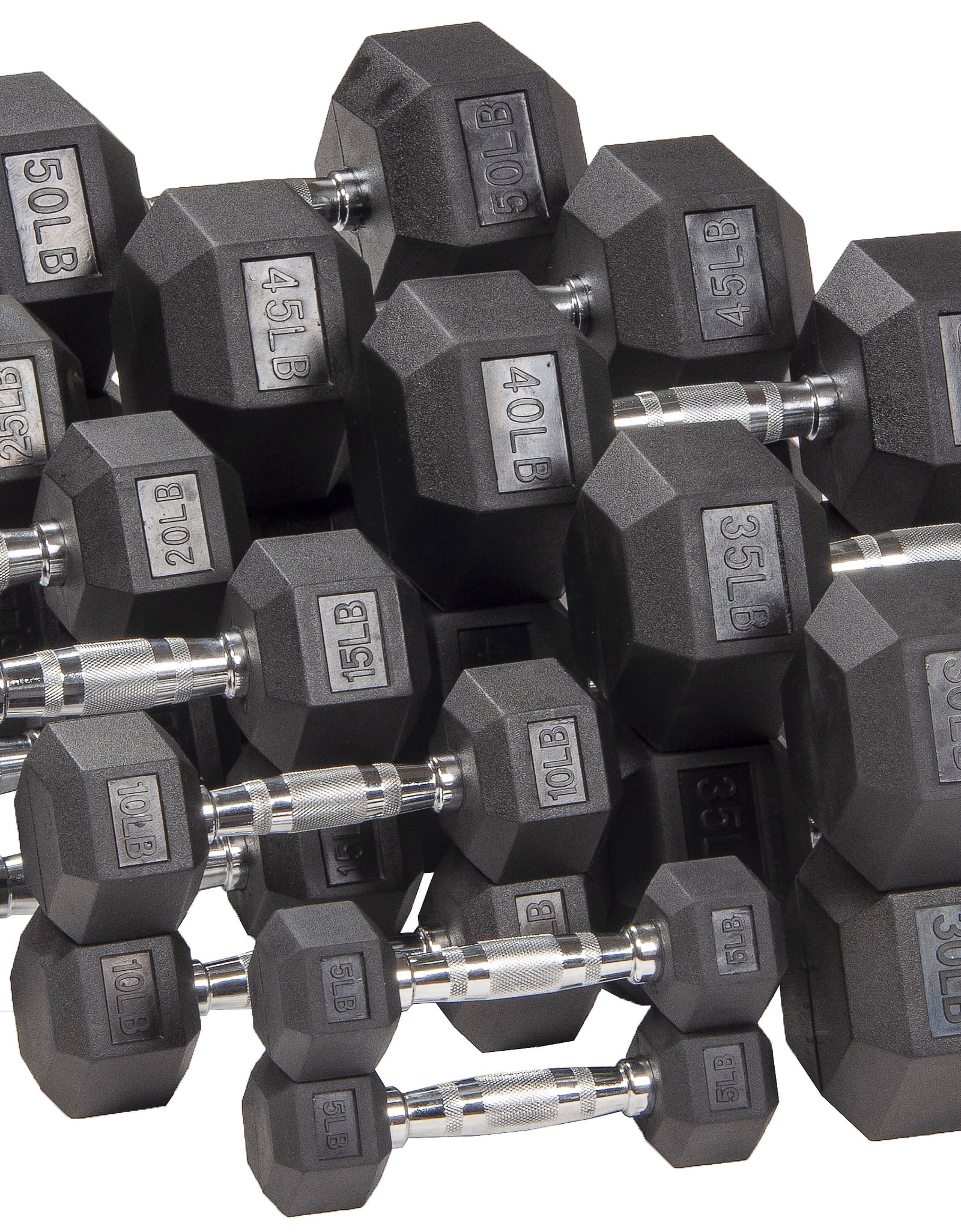 Rubber Encased Hex Dumbbell, Black, 10 Lb