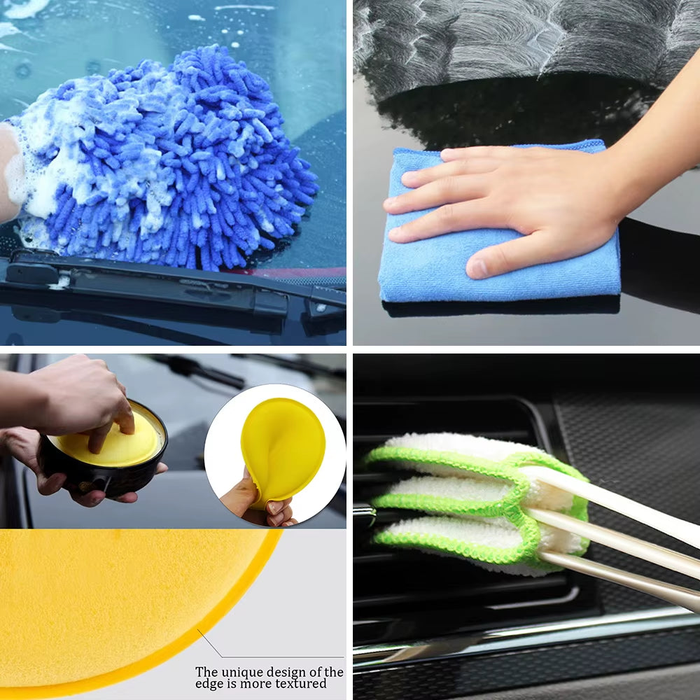 Detailing Brush Set Power Scrubber Drill Brushes Car Polish Pads Car Cleaning Brush for Car Air Vents Rim Dirt Dust Clean Tools