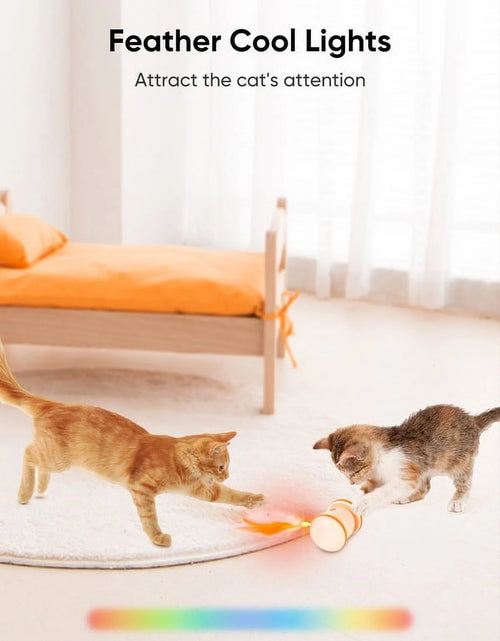 Load image into Gallery viewer, Automatic Cat Toy, Interactive Cat Toy Cat Exercise Rolling Toy Cat with LED Light &amp; Replable Feather, Indoor Cat Ambush Toy 360° Rotating, Rechargeable Electric Kitten Toy
