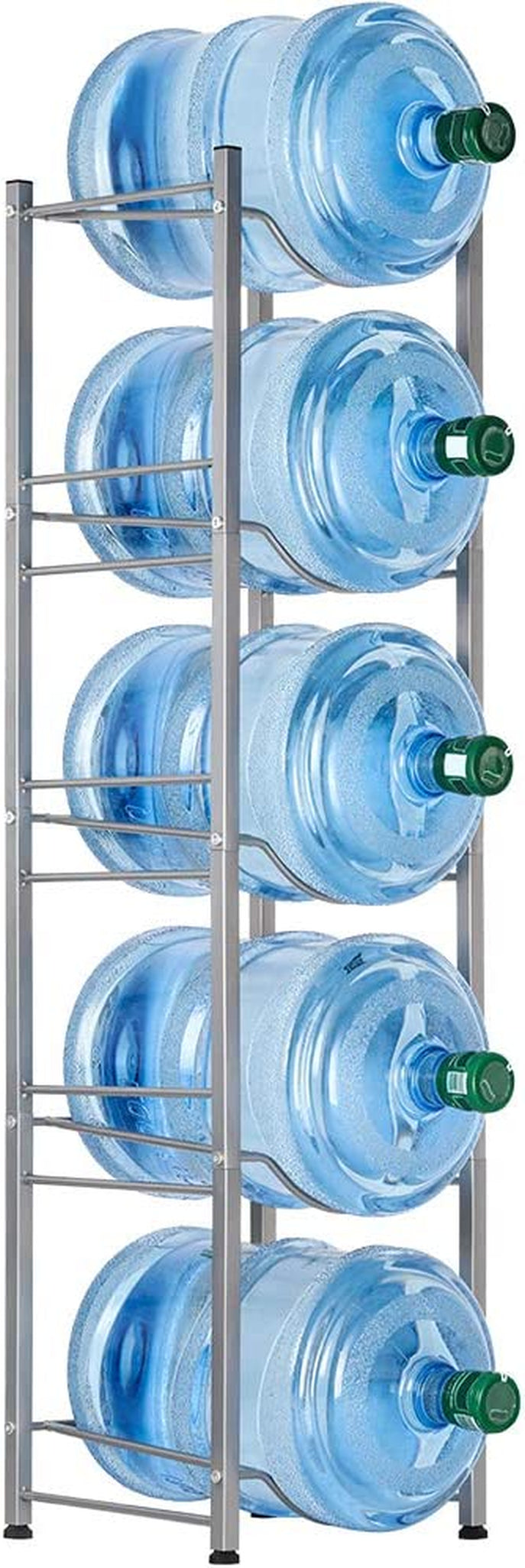 5-Tier Water Jug Rack, 5 Gallon Detachable Water Bottle Holder for Kitchen, Office, Home, Silver