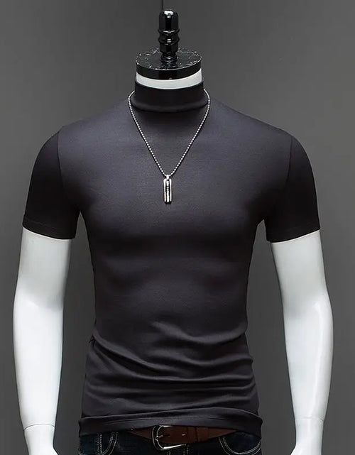 Load image into Gallery viewer, Fashion Men&#39;S Summer Korean Style plus Size Harajuku T-Shirt Short Sleeve High Neck Turtleneck Slim Fit Luxury Clothing Male
