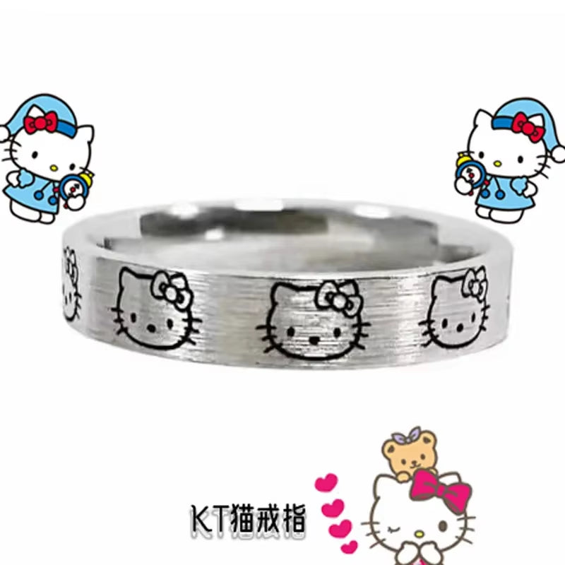 Finger Adjustable Rings Hello Kitty Ring for Women Anime Figure Melody Kuromi Kawaii Gifts for Girls Women