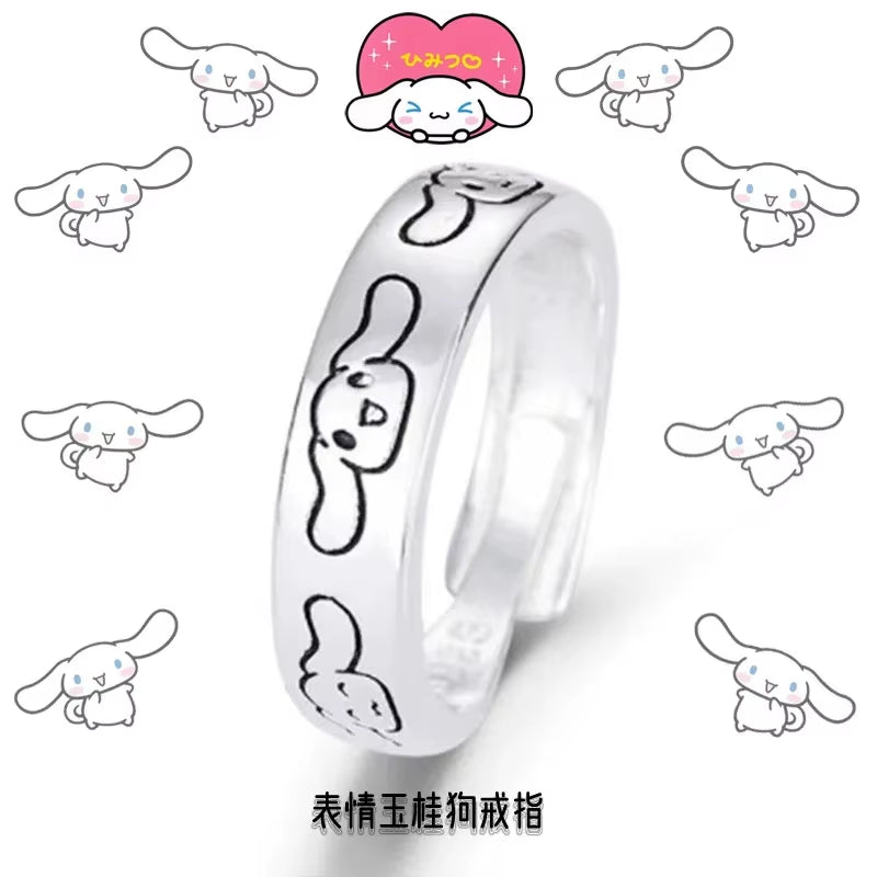 Finger Adjustable Rings Hello Kitty Ring for Women Anime Figure Melody Kuromi Kawaii Gifts for Girls Women