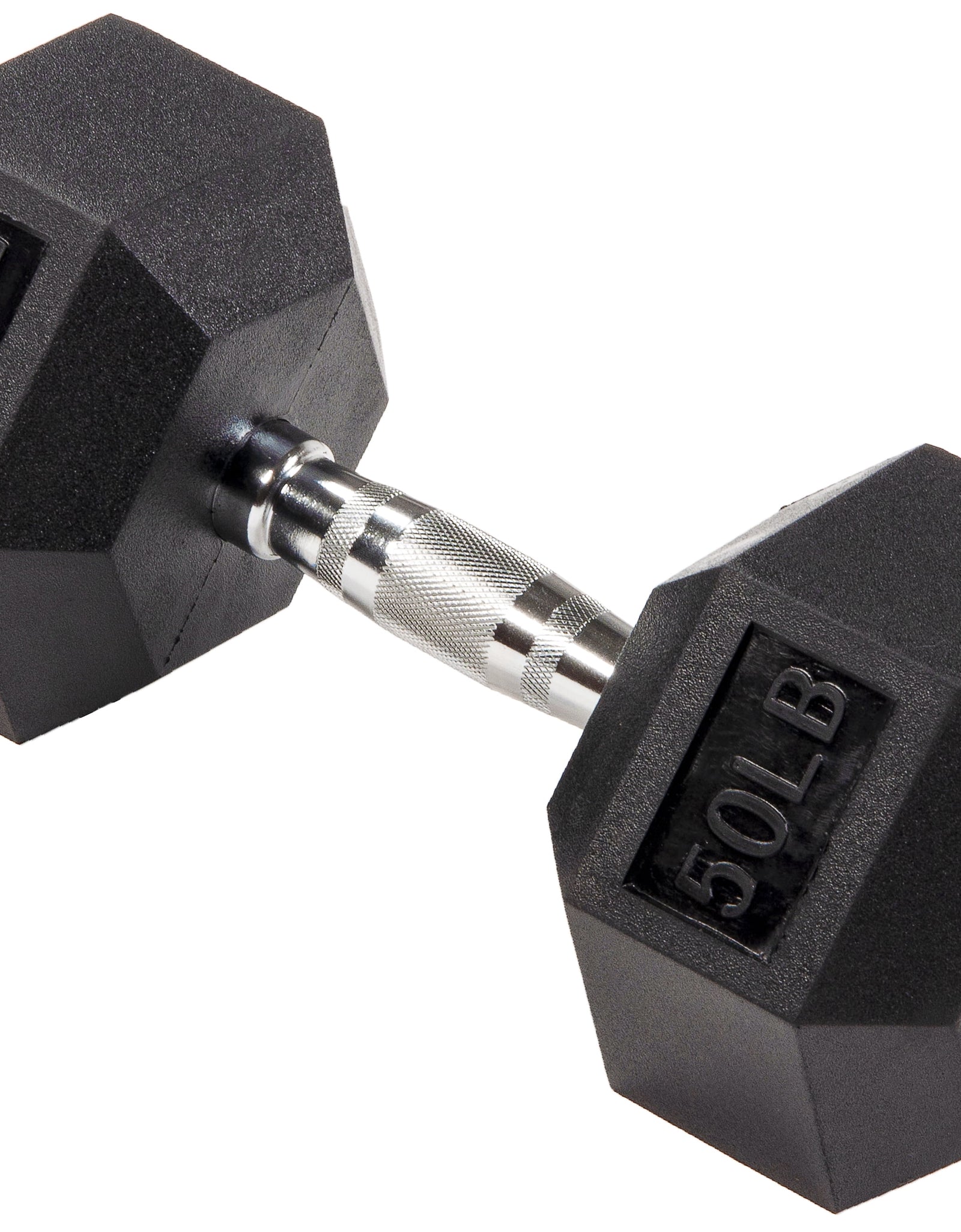 Rubber Encased Hex Dumbbell, Black, 10 Lb