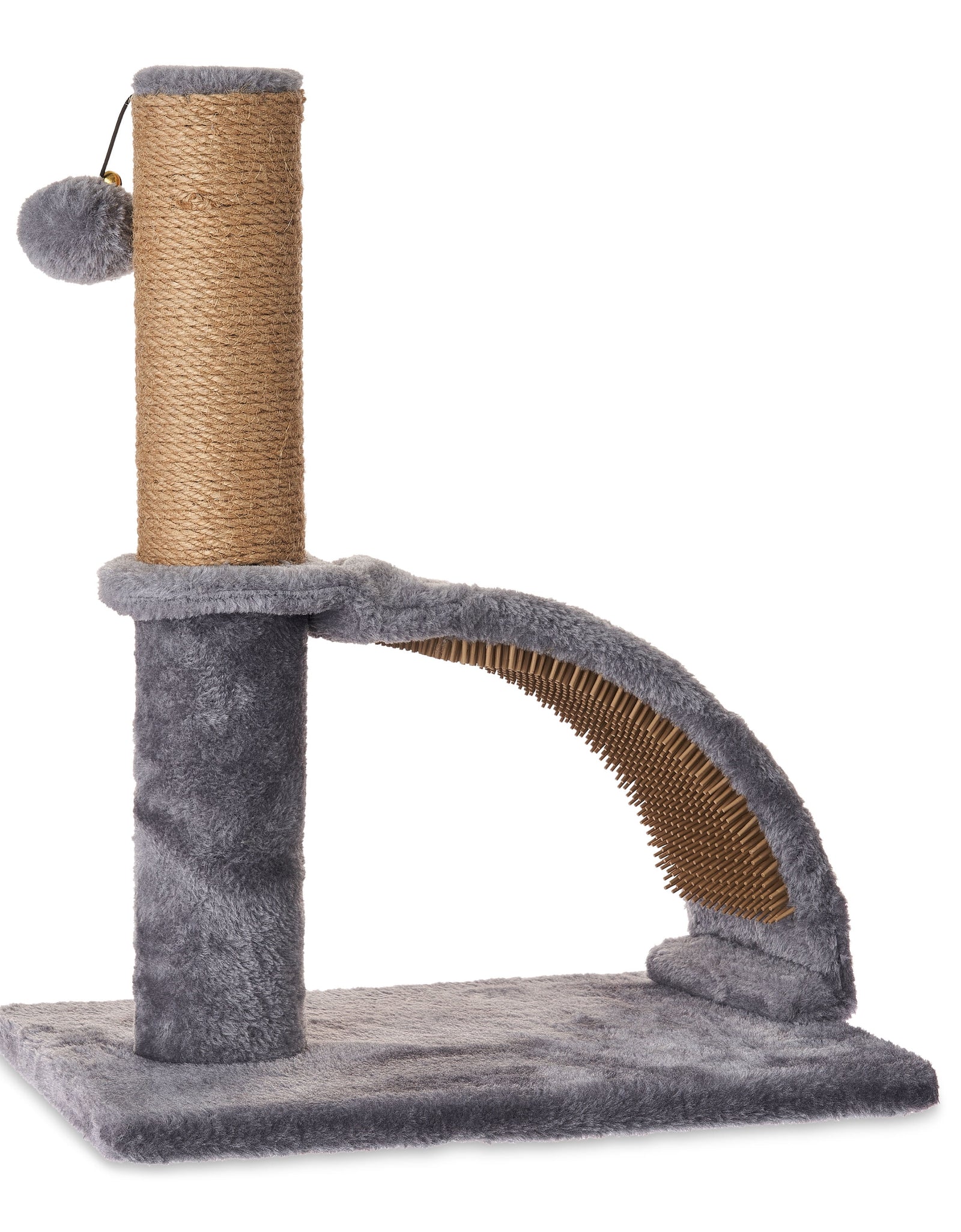 17"Deluxe Jute Cat Scratching Post with Arch Grooming Massager, Gray, Pack of 1