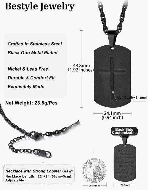 Load image into Gallery viewer, Men&#39;S Gold Cross Necklace Stainless Steel Dog Tag Necklace Boys Christian Serenity Prayer Necklace Inspirational Jewelry Gift
