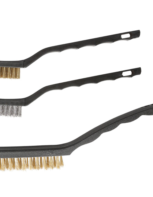 Load image into Gallery viewer, 3-Piece Wire Brush Set for Utility Cleaning, Brass and Stainless Steel Brushes
