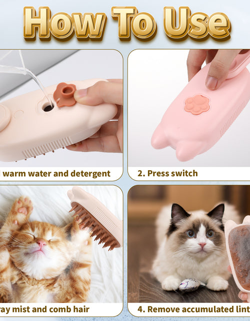 Load image into Gallery viewer, Cat Steam Brush, Cat Claw 3 in 1 Cat Brush with Steam, Cat Steam Brush for Massage, Self Cleaning Steam Cat Brush, Pet Hair Cleaning Brush Comb for Cats Dogs
