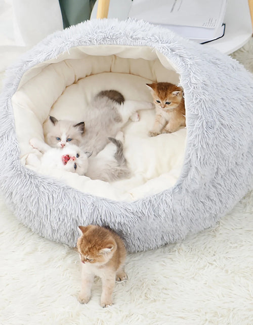 Load image into Gallery viewer, Calming Dog Beds &amp; Cat Cave Bed with Hooded Cover,Removable Washable round Beds for Small Medium Pets,Anti-Slip Faux Fur Fluffy Coved Bed for Improved Sleep,Fits up to 11 Lbs
