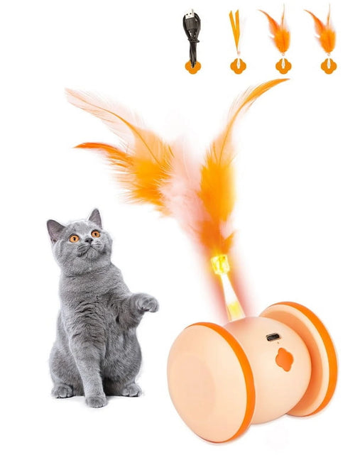 Load image into Gallery viewer, Automatic Cat Toy, Interactive Cat Toy Cat Exercise Rolling Toy Cat with LED Light &amp; Replable Feather, Indoor Cat Ambush Toy 360° Rotating, Rechargeable Electric Kitten Toy
