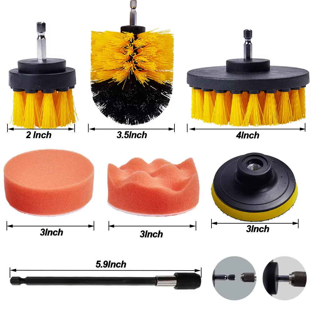 Detailing Brush Set Power Scrubber Drill Brushes Car Polish Pads Car Cleaning Brush for Car Air Vents Rim Dirt Dust Clean Tools