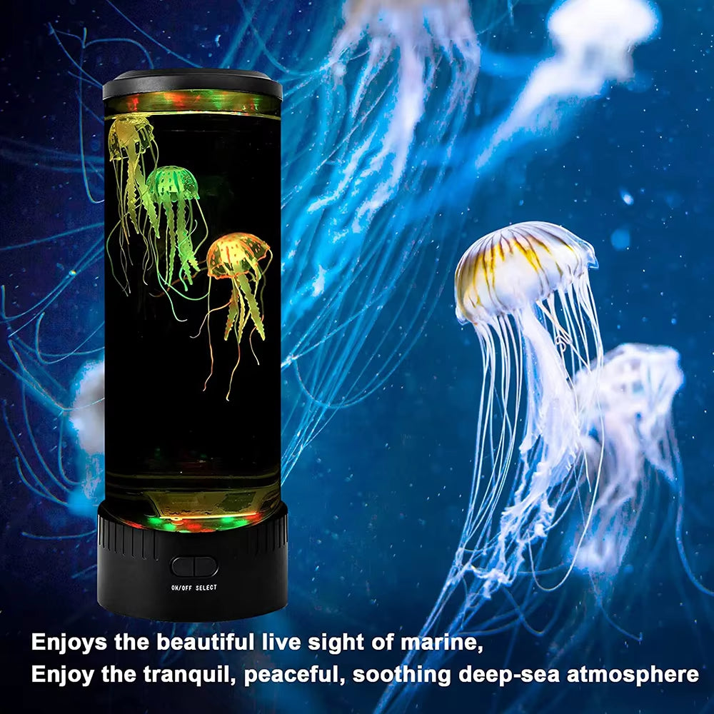 Jellyfish Lamp Color Changing Remote Control Aquarium Tank LED Night Light Birthday Gift USB Charging Relaxing Mood