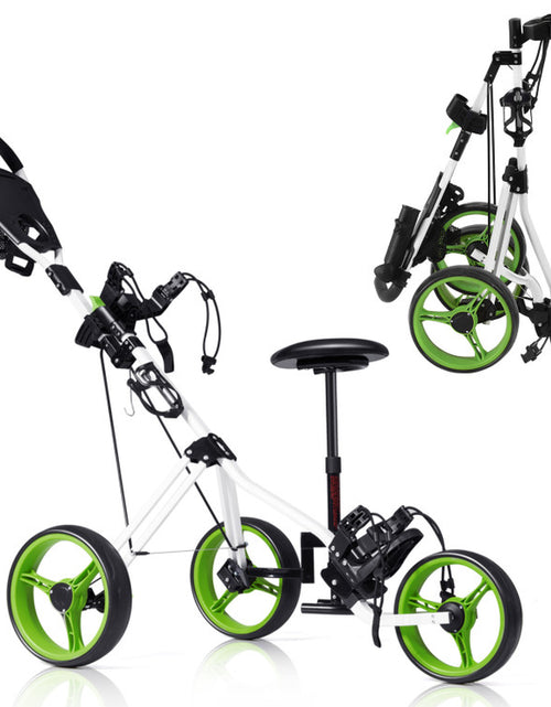 Load image into Gallery viewer, 3 Wheel Folding Push Pull Golf Trolley with Scoreboard Bag
