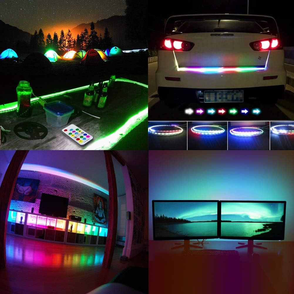 LED Strip Lights USB Powered  Rainbow Color LED Lights Strip LED TV Backlight Strip with RF Remote Color Changing Strip Lights Waterproof IP65 LED Rope Lights LED Lights 2M 6.54FT