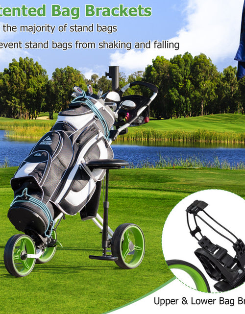 Load image into Gallery viewer, 3 Wheel Folding Push Pull Golf Trolley with Scoreboard Bag
