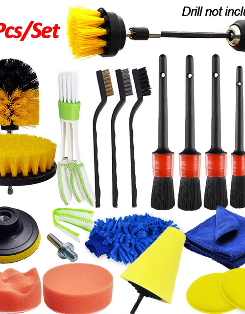 Load image into Gallery viewer, Detailing Brush Set Power Scrubber Drill Brushes Car Polish Pads Car Cleaning Brush for Car Air Vents Rim Dirt Dust Clean Tools
