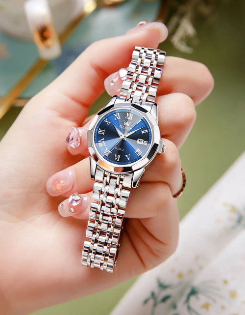 Load image into Gallery viewer, Fashion Black Watches for Women Business Black Face Womens Watches Black Stainless Steel Band Watches for Ladies Date Display Lady Wrist Watches Waterproof Ladies Watches Roman Numeral Watches
