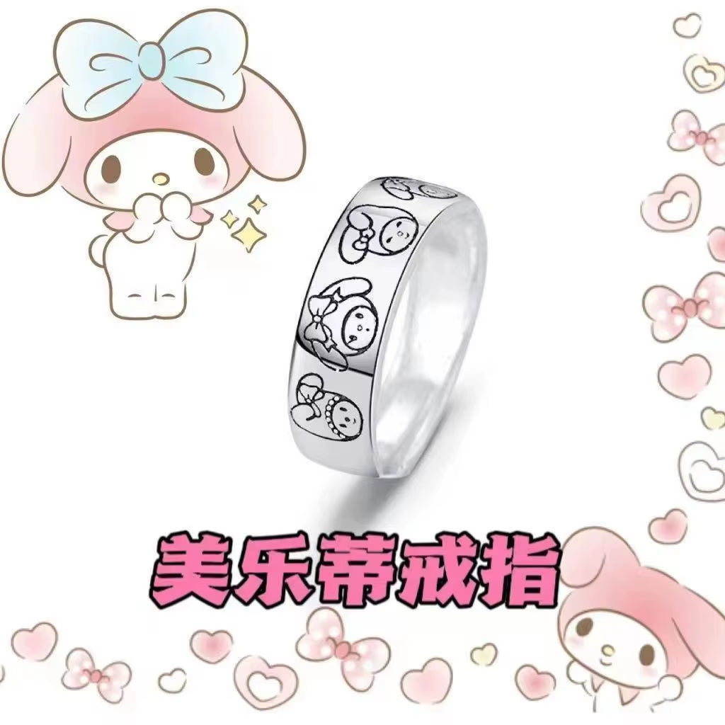 Finger Adjustable Rings Hello Kitty Ring for Women Anime Figure Melody Kuromi Kawaii Gifts for Girls Women